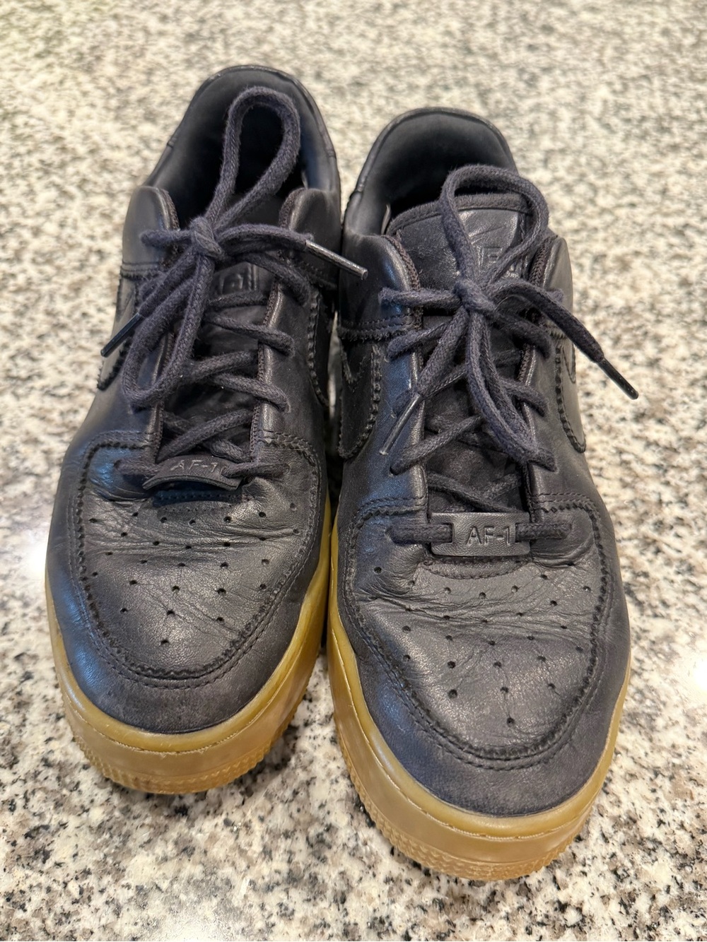 Nike Black Leather Sneakers with Gum Sole